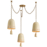 Omi 3 Light Chandelier, Patina Brass/Ceramic Ivory Crackle