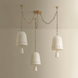 Omi 3 Light Chandelier, Patina Brass/Ceramic Ivory Crackle