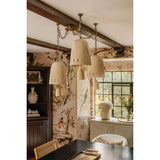 Omi 3 Light Chandelier, Patina Brass/Ceramic Ivory Crackle