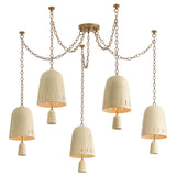 Omi 5 Light Chandelier, Patina Brass/Ceramic Ivory Crackle