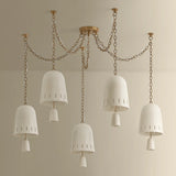 Omi 5 Light Chandelier, Patina Brass/Ceramic Ivory Crackle