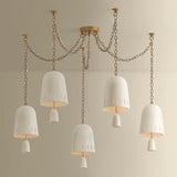 Omi 5 Light Chandelier, Patina Brass/Ceramic Ivory Crackle
