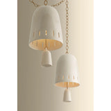 Omi 5 Light Chandelier, Patina Brass/Ceramic Ivory Crackle
