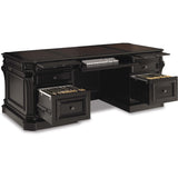 Telluride Executive Desk w/Leather Panels, Black-Furniture - Office-High Fashion Home