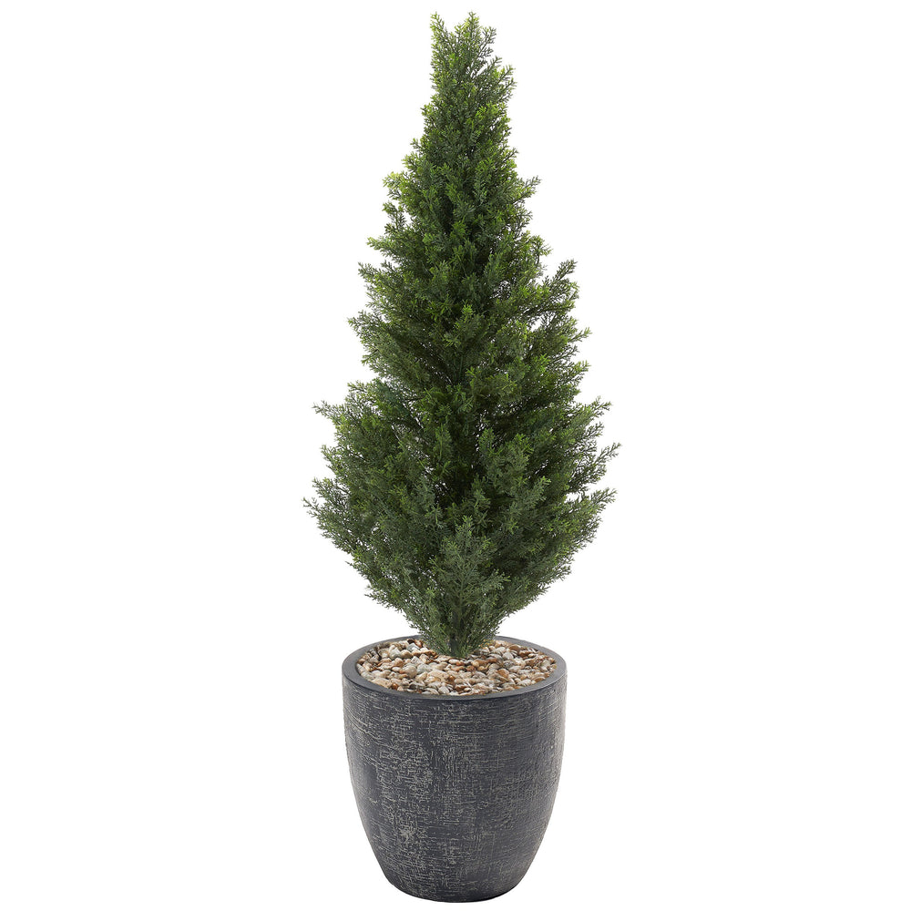 4.5' Cedar Topiary in Hudson Planter, Grey