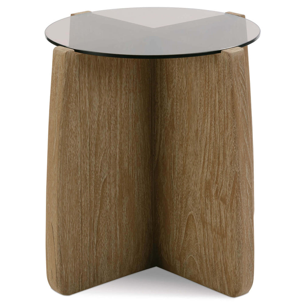 Nova Round End Table, Weathered Teak