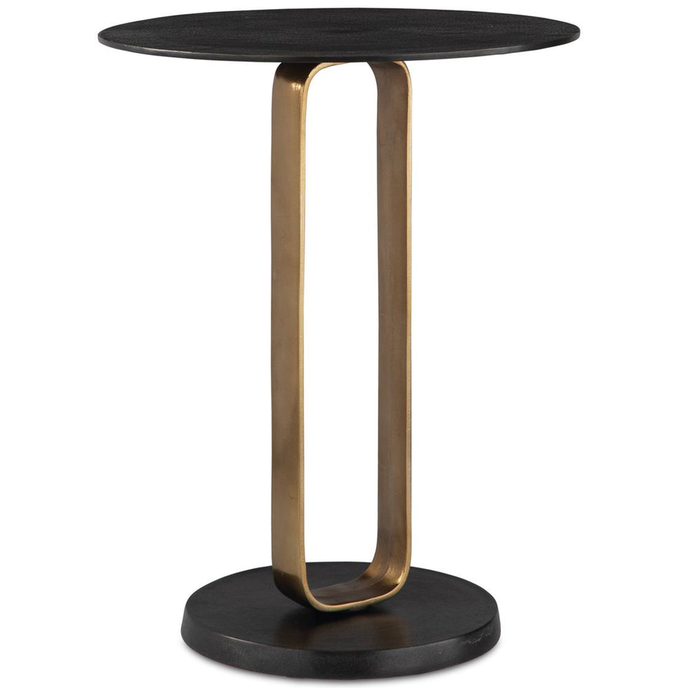 Aperture Accent Table, Brass/Black-Furniture - Accent Tables-High Fashion Home