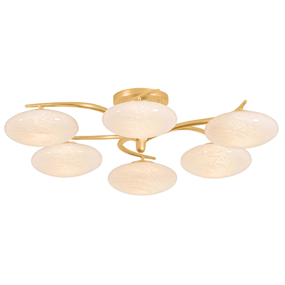 Bayberry 6 Light Semi Flush, Vintage Gold Leaf