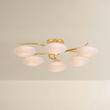 Bayberry 6 Light Semi Flush, Vintage Gold Leaf
