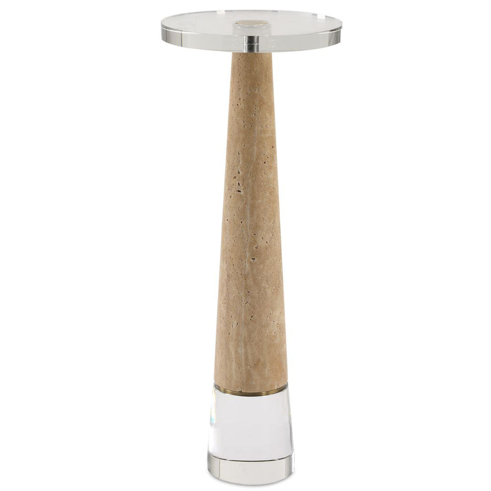 Niari Drink Table, Travertine-Furniture - Accent Tables-High Fashion Home