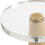Niari Drink Table, Travertine-Furniture - Accent Tables-High Fashion Home