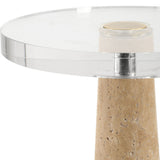 Niari Drink Table, Travertine-Furniture - Accent Tables-High Fashion Home