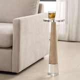 Niari Drink Table, Travertine-Furniture - Accent Tables-High Fashion Home