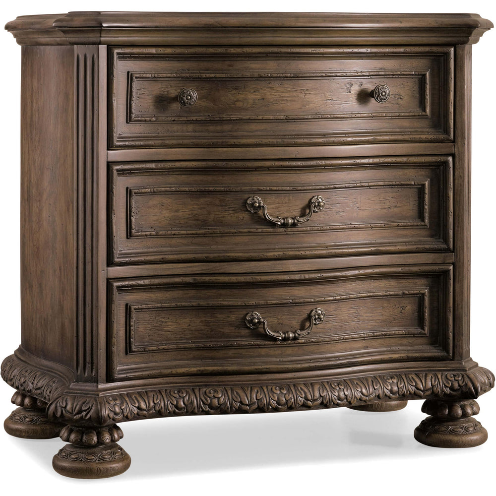 Rhapsody 3 Drawer Nightstand, Rustic Walnut-Furniture - Bedroom-High Fashion Home