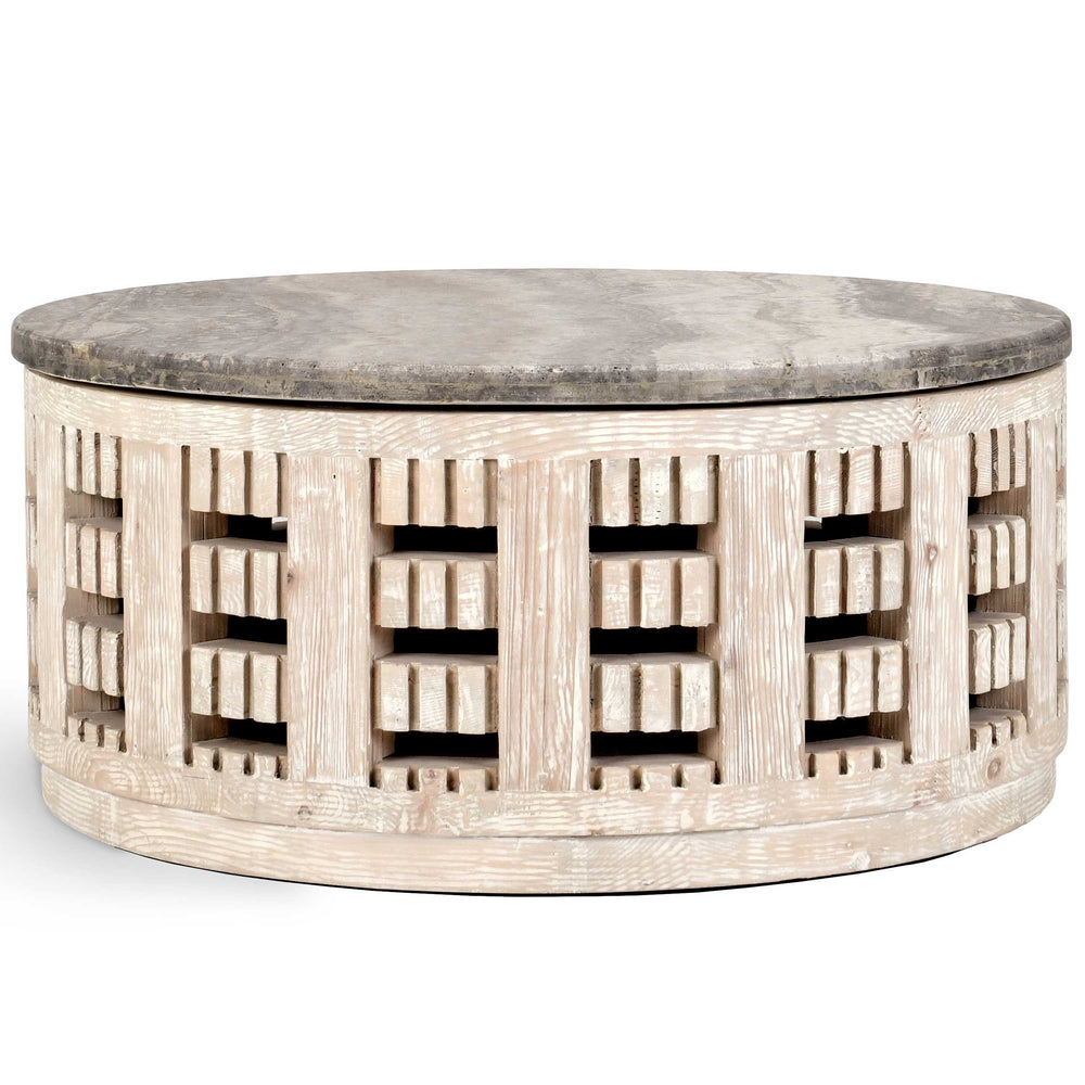 Becky Round Coffee Table, Vintage Cream-Furniture - Accent Tables-High Fashion Home