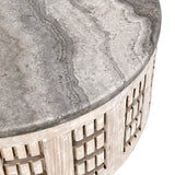 Becky Round Coffee Table, Vintage Cream-Furniture - Accent Tables-High Fashion Home