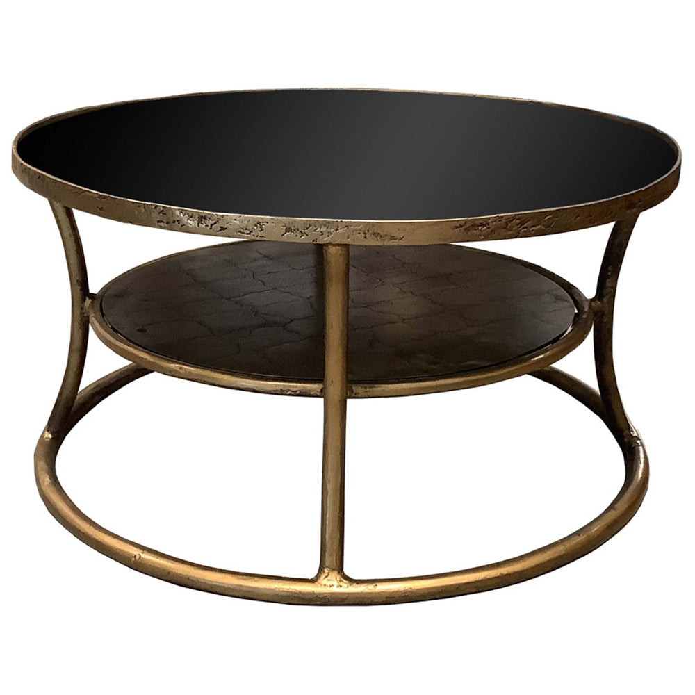 Darlene Round Coffee Table, Antique Brass