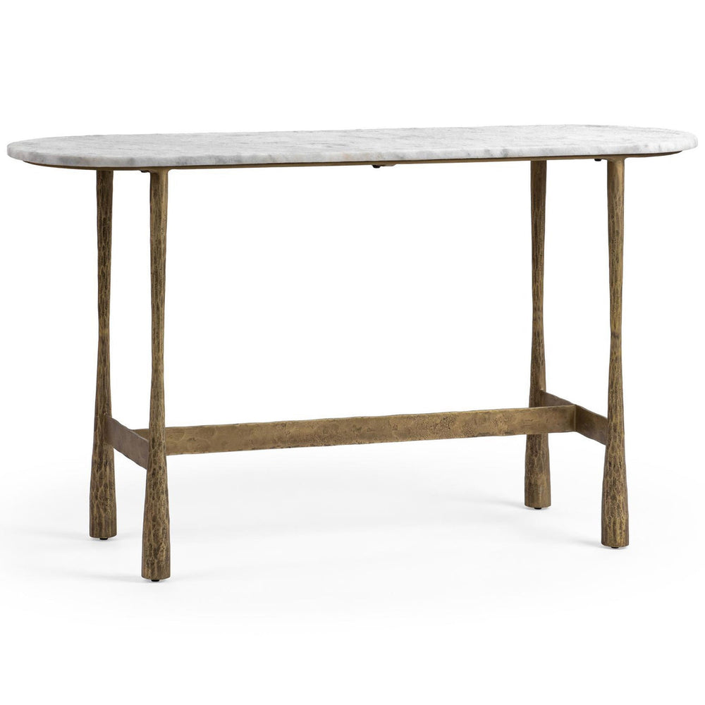 Venicia Oval Console Table, White Sage