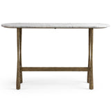 Venicia Oval Console Table, White Sage