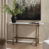 Venicia Oval Console Table, White Sage