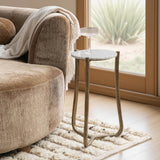 Emilia Round End Table, Snow Fall
