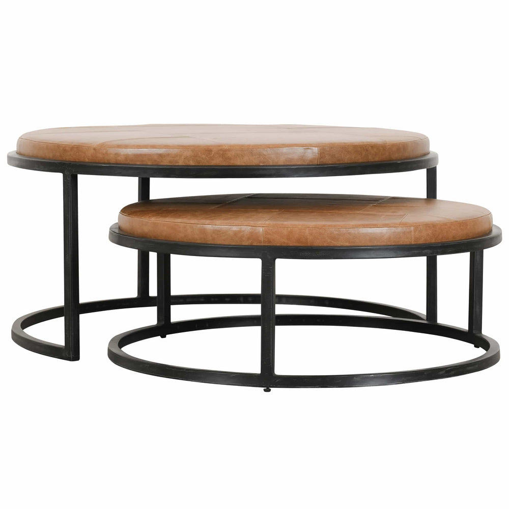 Terrance Leather Nesting Coffee Tables, Set of 2