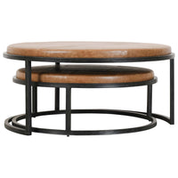 Terrance Leather Nesting Coffee Tables, Set of 2