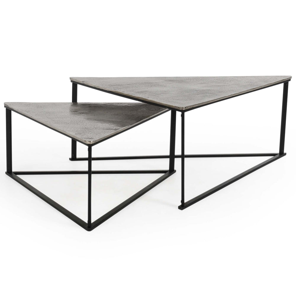 Burton Nesting Coffee Table, Nickel Antique, Set of 2-Furniture - Accent Tables-High Fashion Home