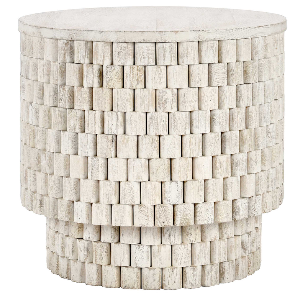 Norwood Round End Table, Coastal White-Furniture - Accent Tables-High Fashion Home