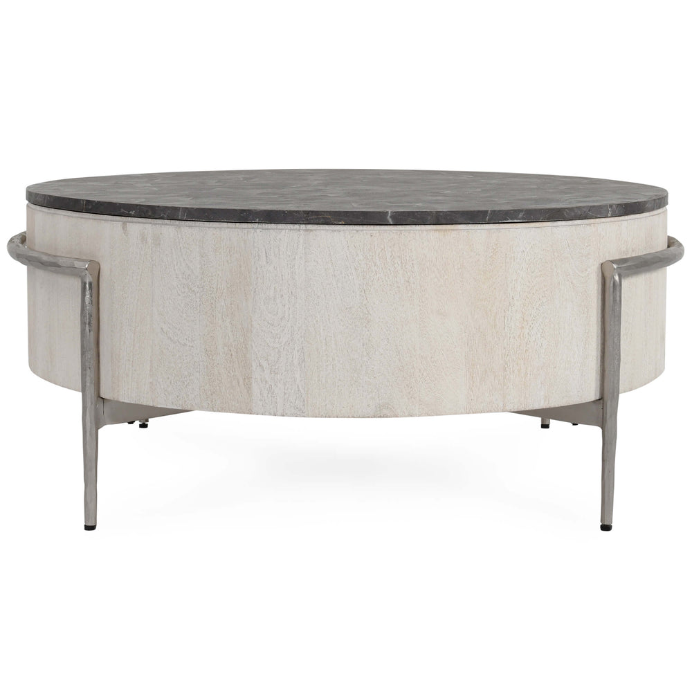 Honor Round Coffee Table, White Wash-Furniture - Accent Tables-High Fashion Home