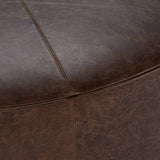 Clair Leather Round Coffee Table, Cocoa Brown-Furniture - Accent Tables-High Fashion Home