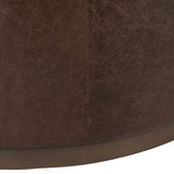 Clair Leather Round Coffee Table, Cocoa Brown-Furniture - Accent Tables-High Fashion Home