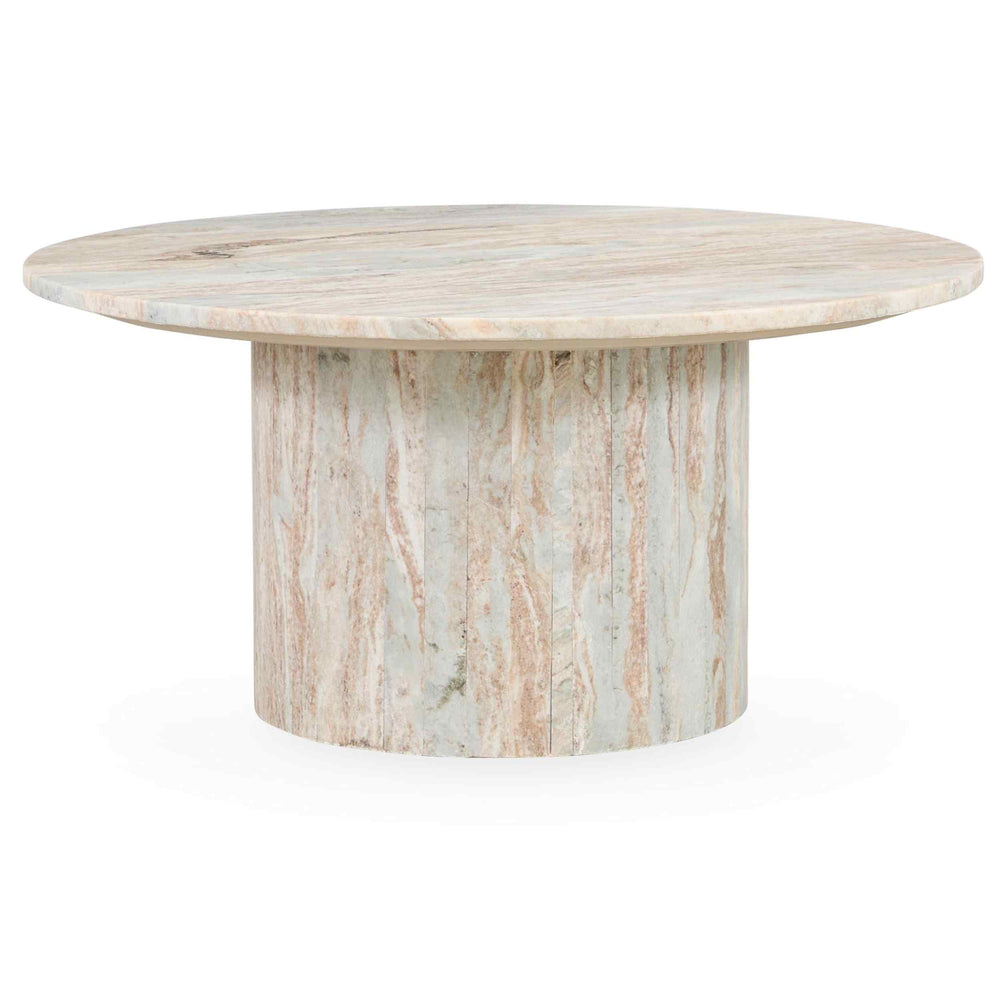 Amberly Marble Round Coffee Table, Rusty Gray-Furniture - Accent Tables-High Fashion Home