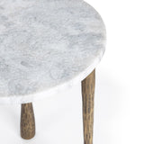 Venicia Round End Table, White Sage
