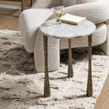 Venicia Round End Table, White Sage
