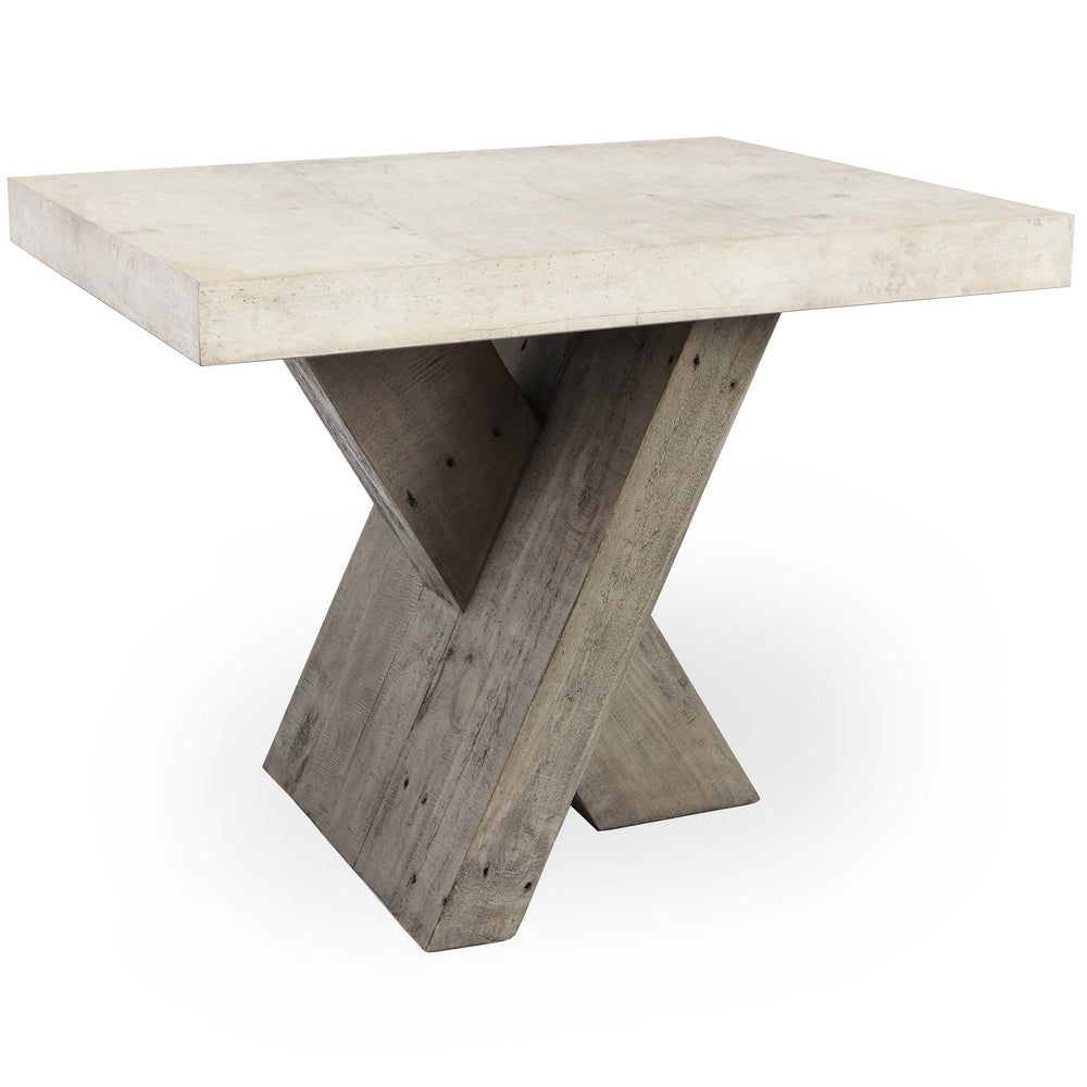 Durant Rectangular End Table, Distressed Gray/Weathered Chalk-Furniture - Accent Tables-High Fashion Home