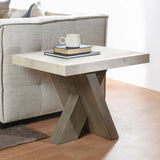 Durant Rectangular End Table, Distressed Gray/Weathered Chalk-Furniture - Accent Tables-High Fashion Home