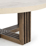 Aspen Round Coffee Table, Antique White/Distressed Brown-Furniture - Accent Tables-High Fashion Home