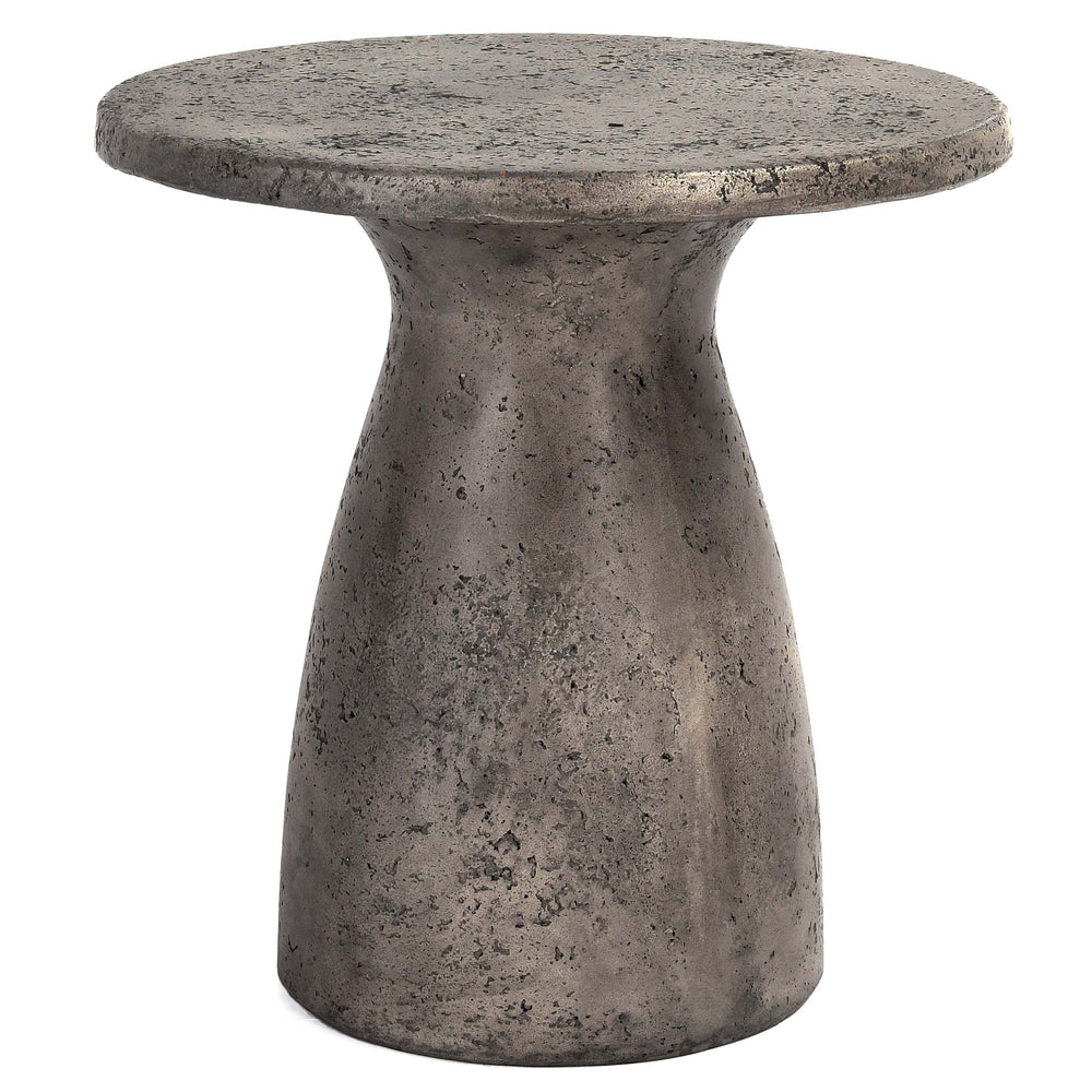 Collins 16" Outdoor Round Accent Table, Dark Gray-Furniture - Outdoor-High Fashion Home