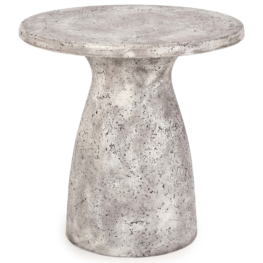 Collins 16" Outdoor Round Accent Table, Light Gray-Furniture - Outdoor-High Fashion Home