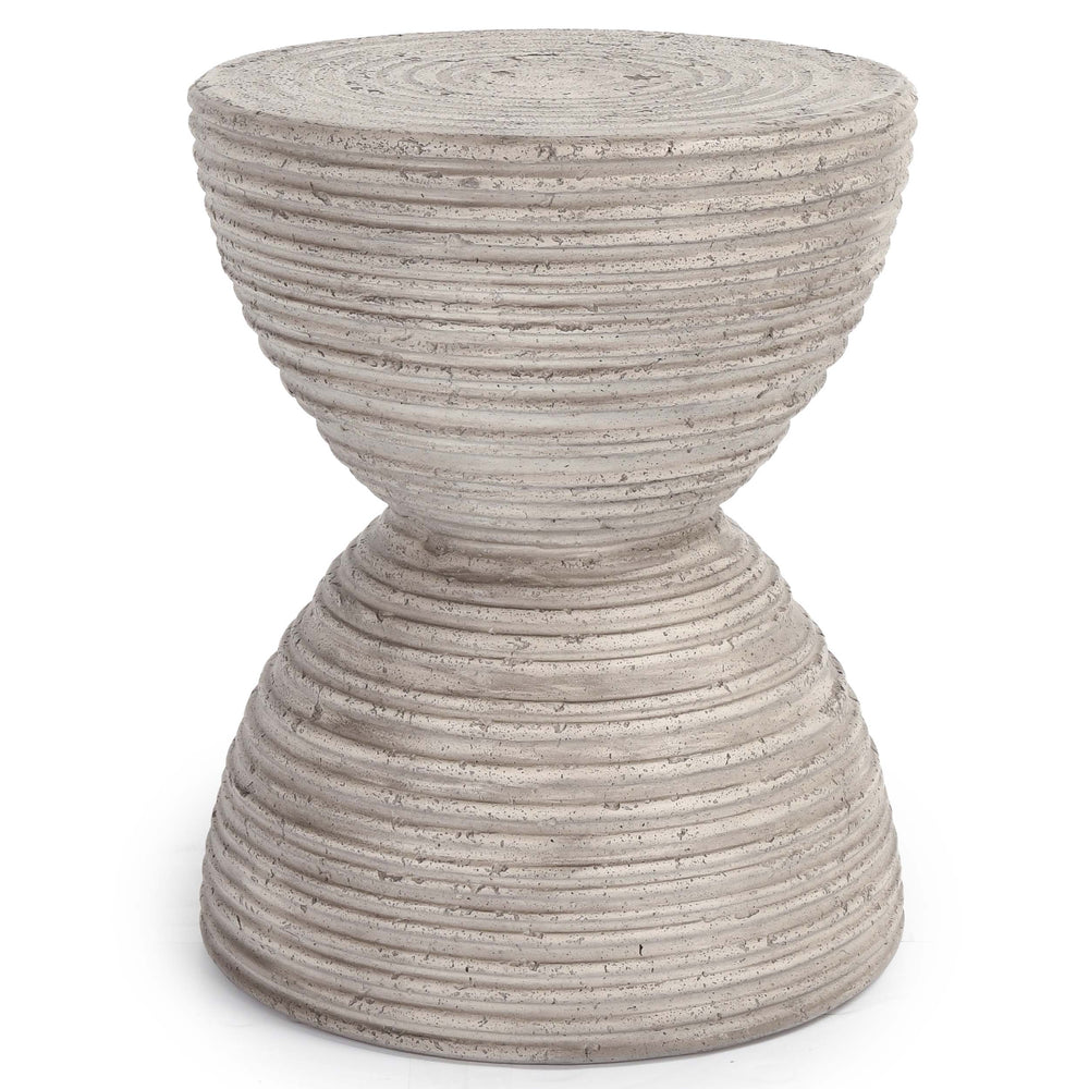 Corey Outdoor Round Accent Table, Light Gray-Furniture - Outdoor-High Fashion Home