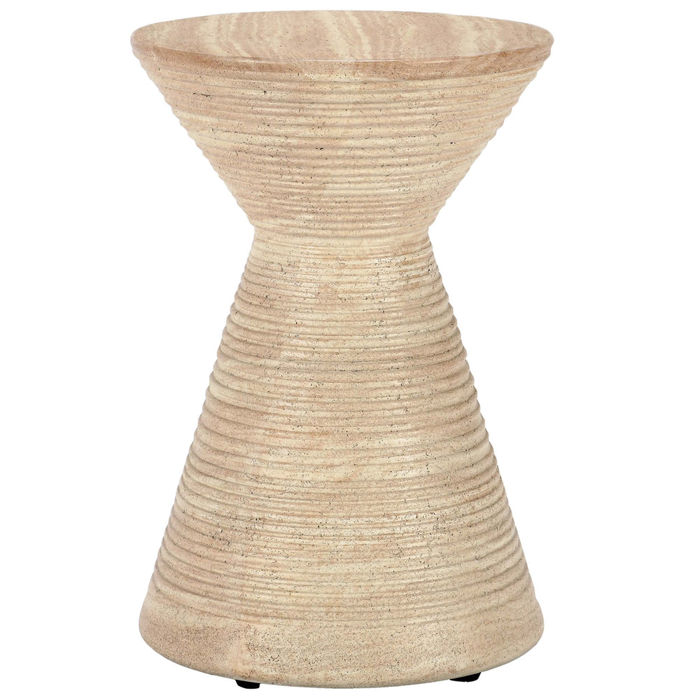 Fern Outdoor Round Accent Table, Beige-Furniture - Outdoor-High Fashion Home