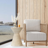 Fern Outdoor Round Accent Table, Beige-Furniture - Outdoor-High Fashion Home