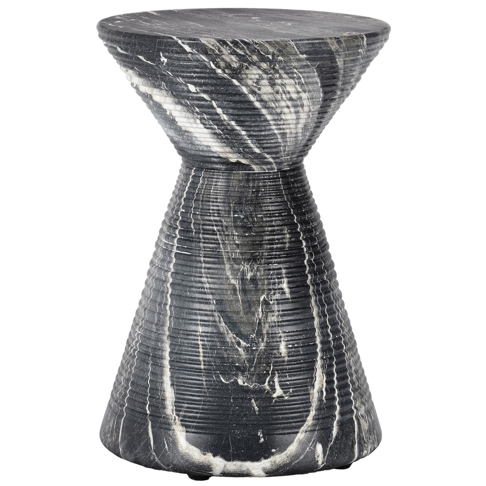 Fern Outdoor Round Accent Table, Black-Furniture - Outdoor-High Fashion Home