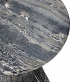 Fern Outdoor Round Accent Table, Black-Furniture - Outdoor-High Fashion Home