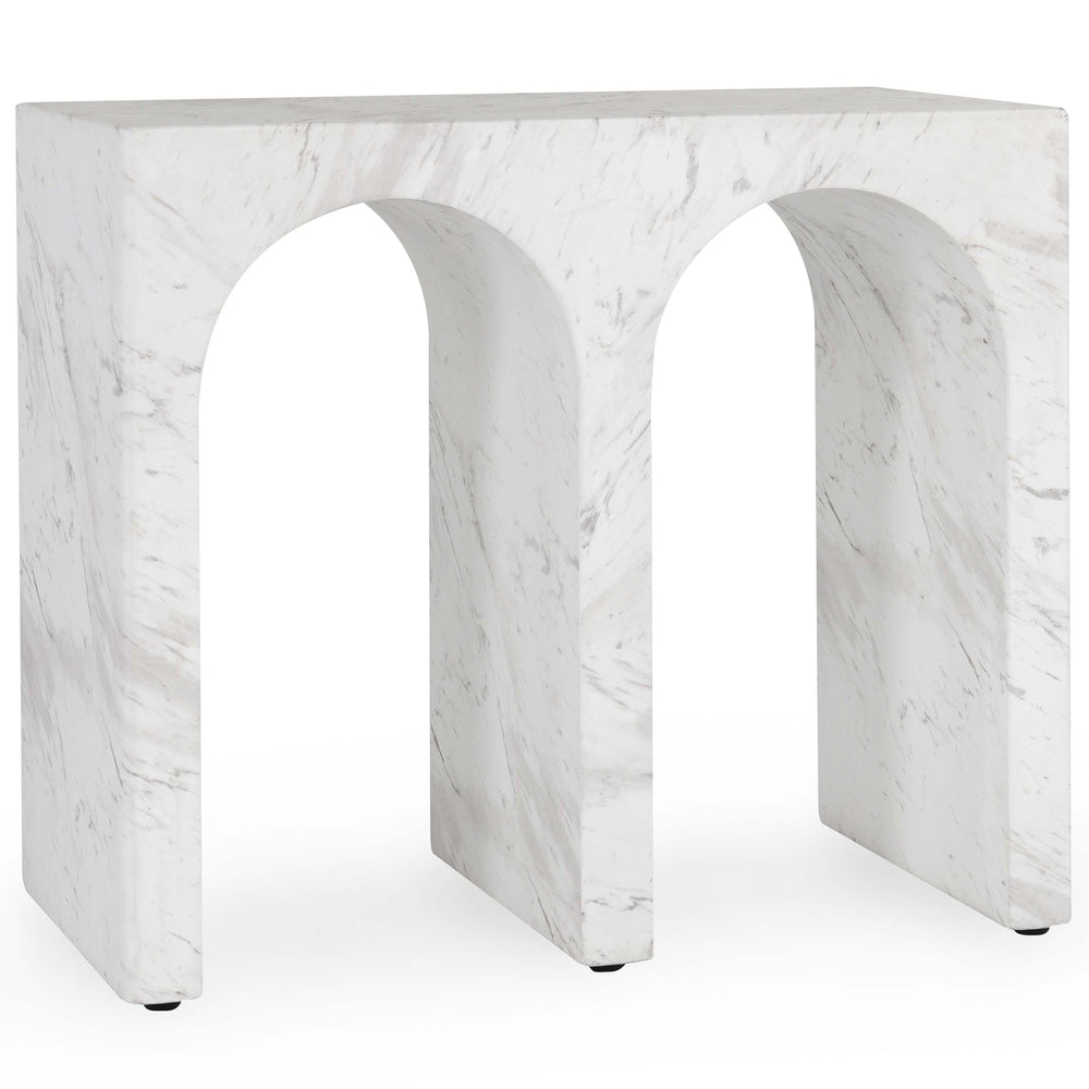Marmo Rectangular End Table, Ivory/Gray-Furniture - Outdoor-High Fashion Home