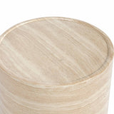 Mckenna Outdoor Round End Table, Travertine-Furniture - Outdoor-High Fashion Home