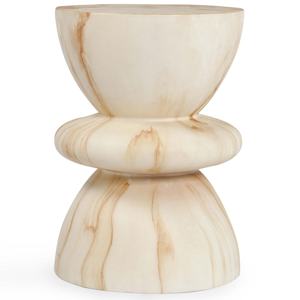 Leva Outdoor Round End Table, Cream-Furniture - Outdoor-High Fashion Home