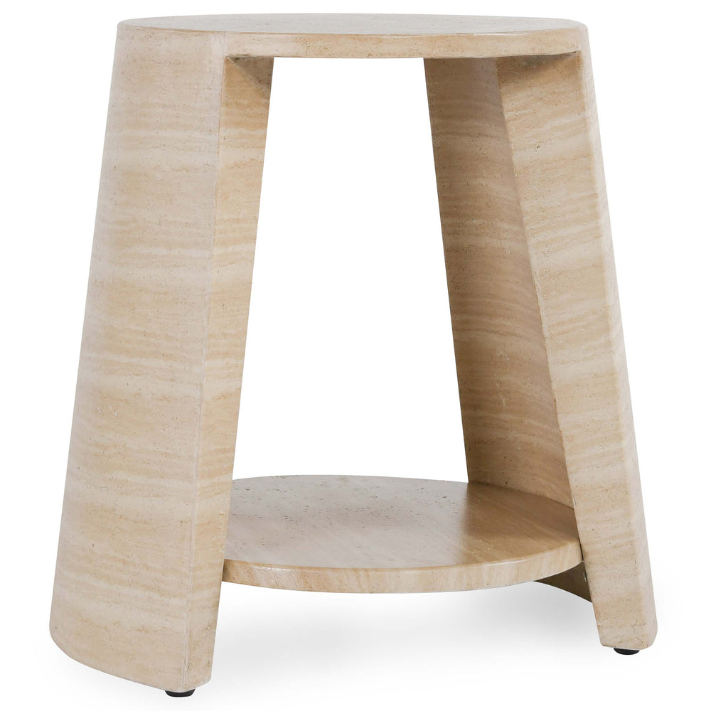 Rosen Outdoor Round Table, Travertine-Furniture - Outdoor-High Fashion Home