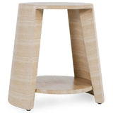 Rosen Outdoor Round Table, Travertine-Furniture - Outdoor-High Fashion Home